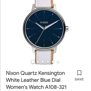 Nixon Quartz Kensington White Leather Blue Dial Women's Watch A108-321